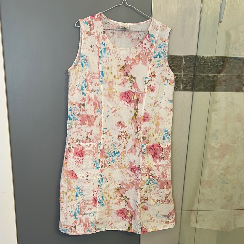 Floral 100% cotton Sleeveless Dress with pockets
